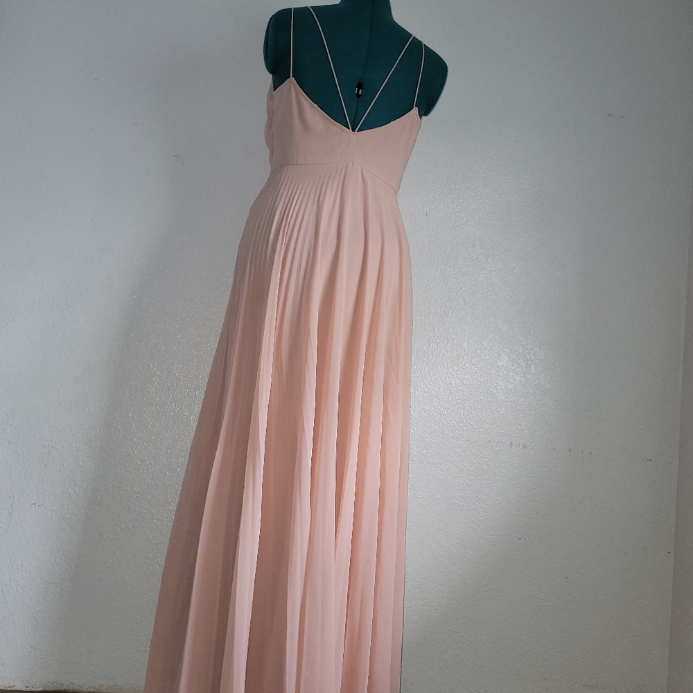 ASOS V-Neckline Peach Maxi Pleaded Cami Maxi Dress Size 8 - Picture 6 of 11